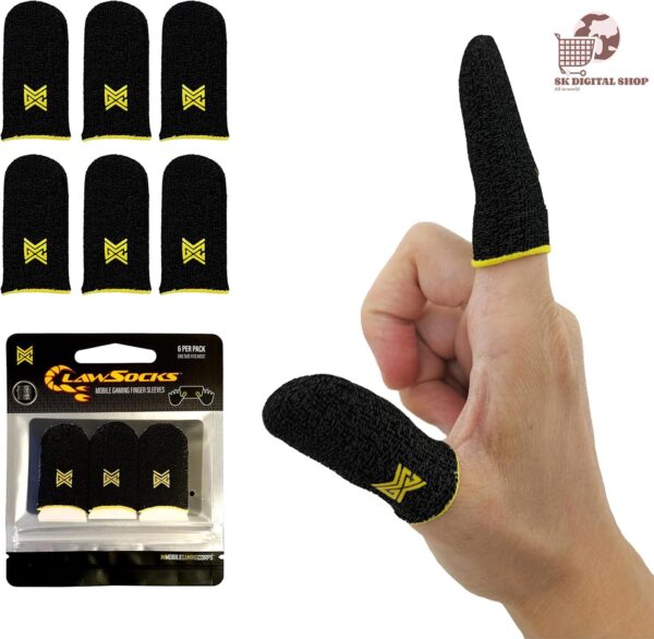 MGC ClawSocks 6 Pack Carbon, Gamer Finger & Thumb Sleeves, Mobile Gaming Stabilizer & Compression Support Black